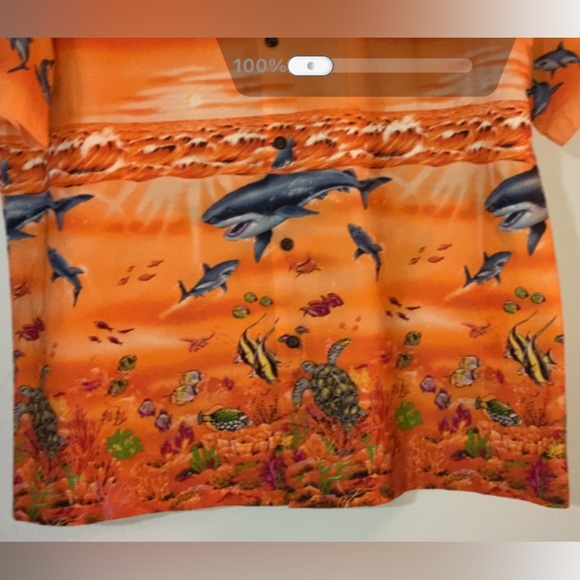 KY’S GREAT WHITE SHARK HAWAIIAN SHIRT SIZE LARGE - MADE IN HAWAII USA - Picture 5 of 6